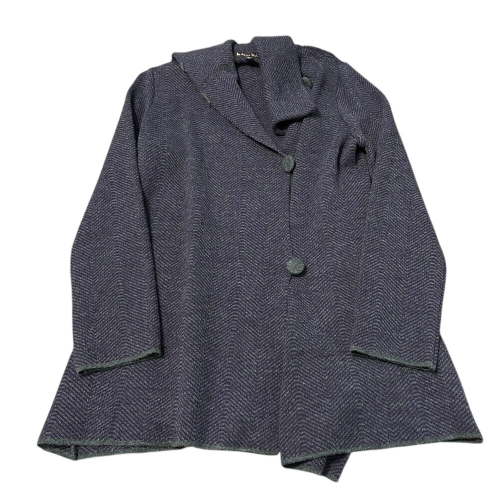 Alpaca WaWa Baby Alpaca Button Up Cardigan Jacket Womens Small Purple Gray